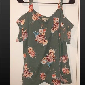 Off the shoulder floral shirt